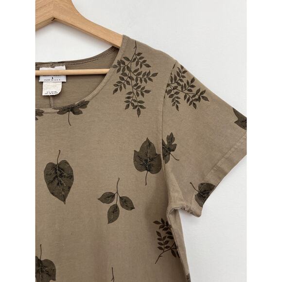 Vintage Cotton Studio Autumn Nature Woodsy Leaf Print Casual T-Shirt Dress Large - Picture 4 of 9